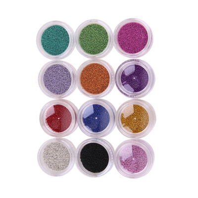 

12 Colors Nail Art 3D Design DIY Decoration Stickers Metallic Studs Beads