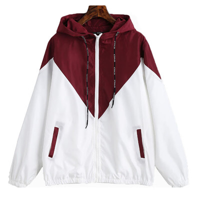 

Women Long Sleeve Hoodie Windbreaker Hooded Zip Sport Coat Jacket Tracksuit Top