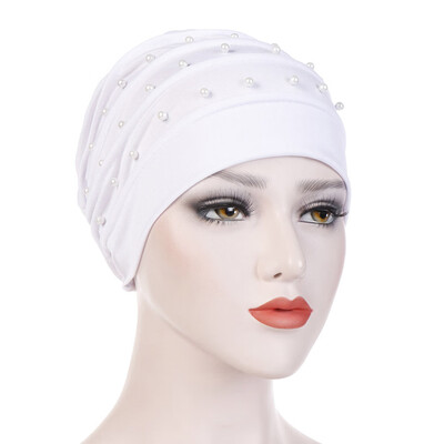 

Muslim Women Beads Elastic Turban Beanie Hat Cancer Chemo Cap Hijab Head Wrap India Hat
