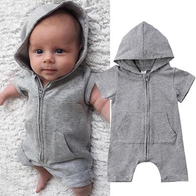 

Newborn Toddler Baby Boy Cotton Hooded Romper Jumpsuit Bodysuit Clothes Outfit