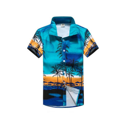 

Coconut Tree Printing Loose Shirt Casual Quick Dry Short Sleeve Mens Shirt Beach Tops Clothes Clothing