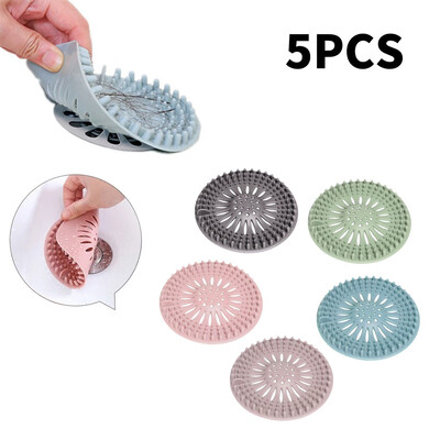 

Siaonvr Silicone Hair Stopper Bathroom Shower Covers Filter Cover Colors 5 Pack