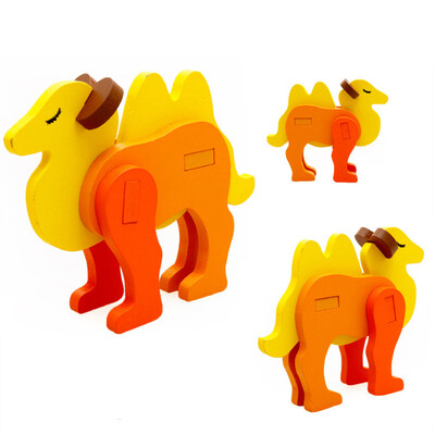 

Gotoamei Montessori Mini 3D Puzzle Kids Educational Funny Toy Wooden Colorful Jigsaw Gift