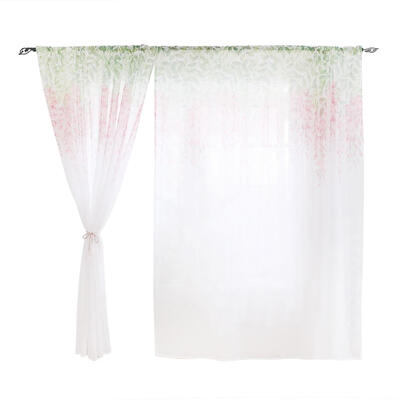 

1pc Purple Flowers Print Sheer Voile Tulle Drapes for Home Windows Curtains