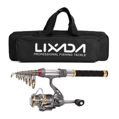 

Fishing Rod Reel Combo Carbon Fiber Telescopic Fishing Pole Spinning Reels Fishing Carrier Bag 100M Fishing Line Lures Hooks Jig H