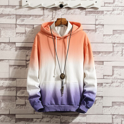 

Toponeto Mens Casual Gradual-Change Long Sleeve Zipper Hoodies Pockets Top Sweatshirt