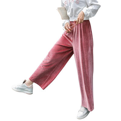 

Casual Velvet Wide Leg Pants Women High Waist Summer Loose Solid Trousers