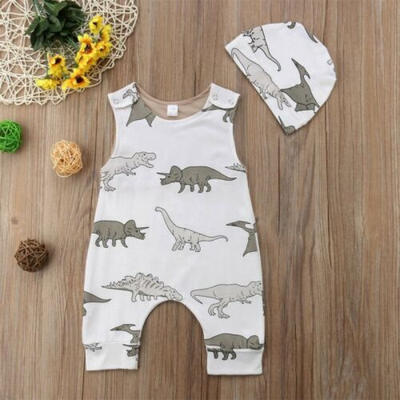 

2PCS Infant Baby Girl Boy Clothes Sleeveless Jumpsuit Romper Bodysuit Outfit Set