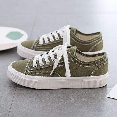 

Small white shoes women 2019 autumn new Korean version of Joker basic canvas womens shoes students autumn ulzzang board shoes