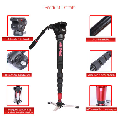 

JY0506 Professional Aluminum Alloy Monopod with Fluid Head for ILDC DSLR Camera Camcorder DV Pocket Camera Max Load Capacity 4kg