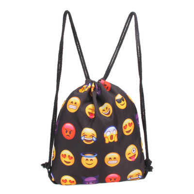 

Emoji Backpack 3D Printing Travel Softback Mochila Drawstring Backpacks