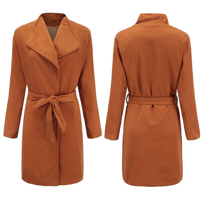 

Roseonmyhand Women Winter Warm Woolen Coat Trench Parka Jacket Belt Overcoat Outwear