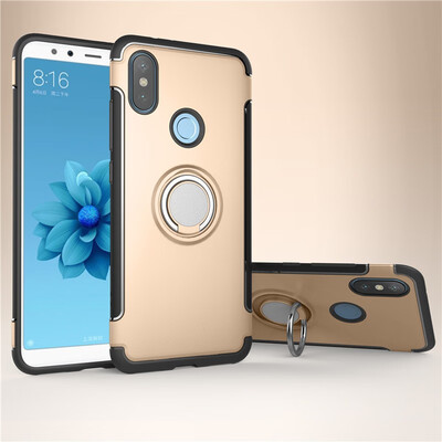 

Back Cover For Xiaomi Mi A2 Mi 6X Case Car Holder Stand Hard PC Silicon Ring Suction Bracket Celulars