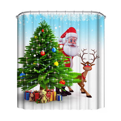 

Gobestart Christmas Waterproof Polyester Bathroom Shower Curtain Decor With Hooks New H