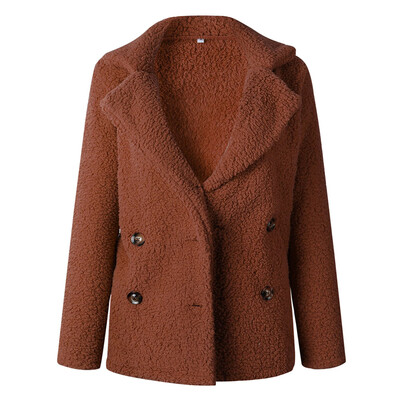 

Fashion Woman Fake Fur Coat Loose Long Sleeve Warm Fleece Suit Jacket Outwear