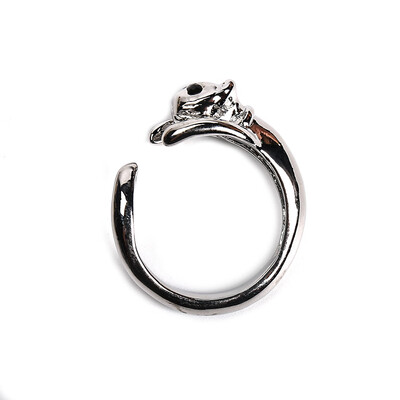 

2 Pcs Cute Silver Cat Shaped Ring with Rhinestone Eyes Adjustable&Resizeable