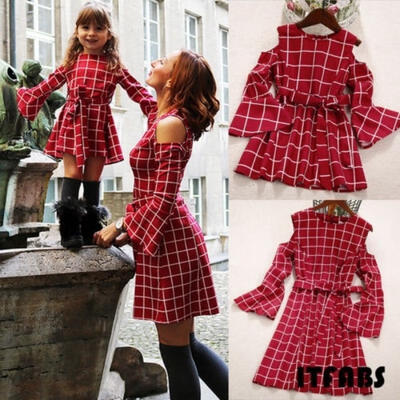 

Mommy & Me Family Matching Dress Mother Daughter Lattice Holiday Dresses Outfits