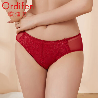 

Ou Difen womens underwear in the waist briefs mesh no traces pants female sense hip lace underwear XP8260 black