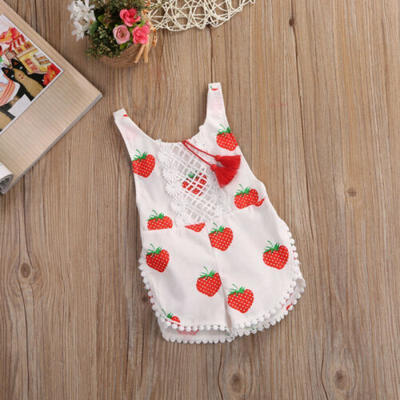

Baby Girls Kids strawberry Floral Romper Jumpsuit Toddler Summer Clothes Outfits