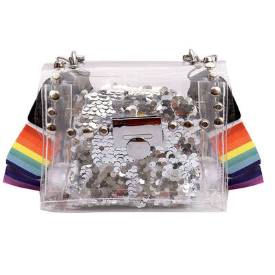

2pcsset Rivet Transparent Shoulder Handbags Women Sequins Crossbody Clutch