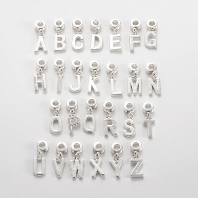 

Letter Alloy European Dangle Beads Silver 2830x512x2mm Hole 45mm about 26pcssets