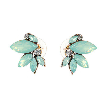 

JURAN 8 Colors Cute Crystal Stud Earrings For Women Blue Red Trendy Brincos Green White Plant Charm Acrylic Fashion Jewelry