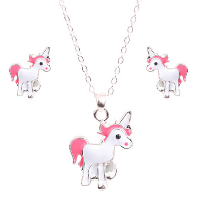 

Children Girls Unicorn Alloy Necklace&Stud Earring Accessories Set