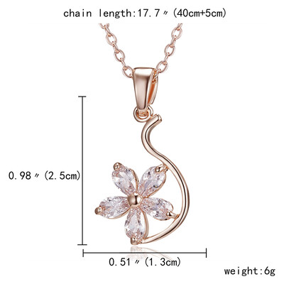 

Fashion Zircon Pendant Necklace Flower Love Heart Dance Girl Angel Rose Gold Crystal Pendant Necklace for Women Jewelry Gift
