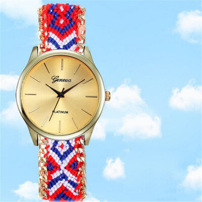 

2018 Waves Design Fashion Women leather watch Women Knitted Weaved Rope Band Bracelet Quartz Dial Wrist Watch 233