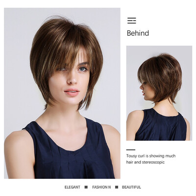 

〖Follure〗Stylish Brown Mixed Color With Crisp Bangs And Short Wigs