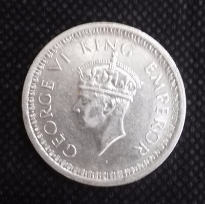 

30mm British India 1945 One 1 Ruppe Silver Coin 11 Grams George VI King Emperor Britan The United Kindom