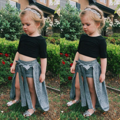 

Toddler Kids Baby Girl Exposed Navel Tops Shorts Pants Dress Outfits Clothes Set