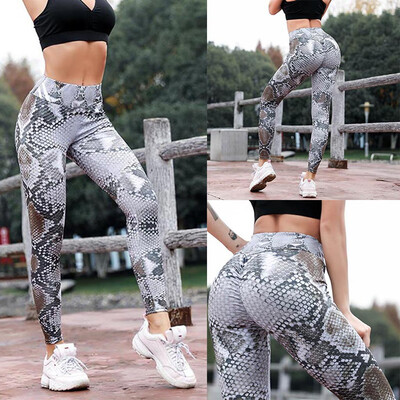 

Gobestart Serpentine High Waist Leggings Serpentine Women Yoga Pants Mesh Leather Leggins