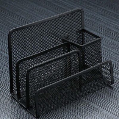 

Greensen Mesh Office Supplies Metal Desk Organizer Storage Rack Pen Holder Black