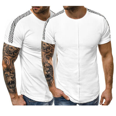 

hot Mens O-Neck Slim Fit T-shirts Contrast Casual shirt Short Sleeve Outfit Top