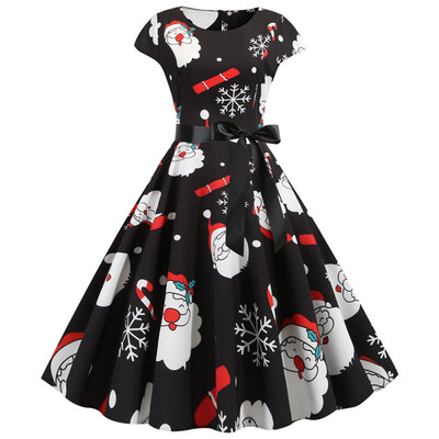 

Tailored Women Vintage Short Sleeve Christmas 1950s Housewife Evening Party Prom Dress