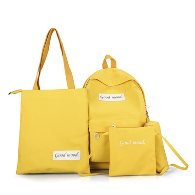 

Double shoulder bag female four-piece schoolbag female Korean version of campus style high school students junior high school canv
