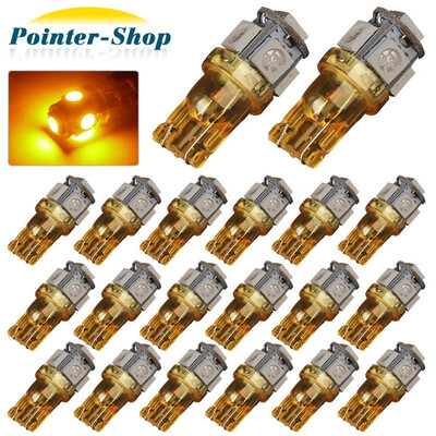 

20 X AmberYellow T10 Wedge Side 5SMD 5050 LED Light bulb W5W Car Interior Light
