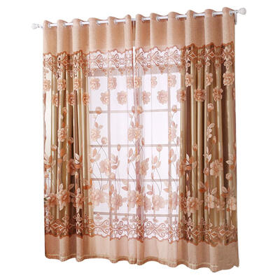 

2pcs Floral Printed Sheer Voile Tulle Drapes Living Bedroom Windows Curtain