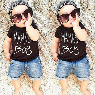 

Summer Toddler Kid Baby Boy Clothes T-shirt Top Tee Denim Short Pants Outfit Set