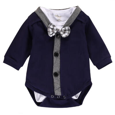 

2pcs Newborn Baby Boy Gentleman Romper Cardigans Jumpsuit Sweatshirt Oitfits