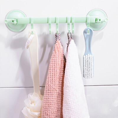

Locking type suction cup Bathroom Kitchen Wall Mounted Towel Rack 6 hook