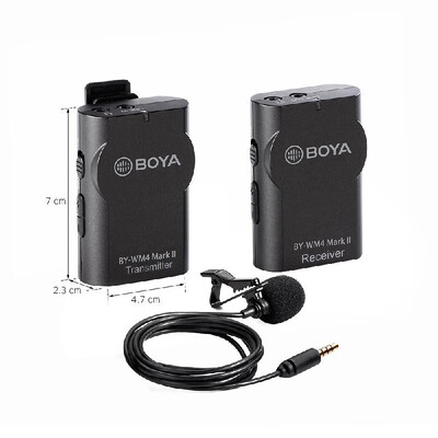 

BOYA BY-WM4 Mark II Portable 24G Wireless Microphone SystemTransmitter Receiver with Hard Case for DSLR Camera Camcorder Smar