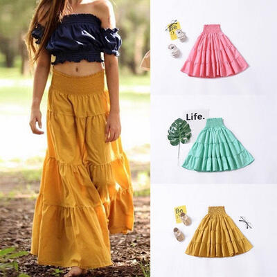 

Fashion Girls Toddler Maxi Skirts Dress Casual Summer High Waist Skirt Sundress
