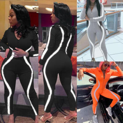 

New Womens Long Sleeve Zip Bodycon Jumpsuit Romper Cocktail Playsuit Long Pants