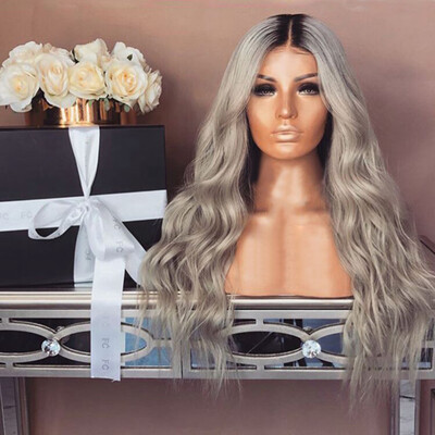 

〖Follure〗Fashion Synthetic Black And Gray Mixed Color Long Curly Hair Wig Water Wave Hair