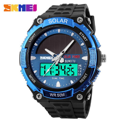 

SKMEI Fashion Solar Power Dual Time Sports Military Watch Waterproof Wristwatch for Men&Women