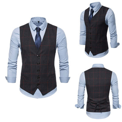 

Mens Waistcoat Formal Business Suit Retro Vest Slim Wedding Casual Coat Tops