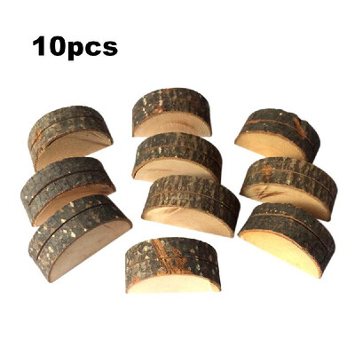 

10pcs Rustic Wooden Table Name Number Holders Wood Base Card Picture Note Clip for Wedding Party Tables Decorations