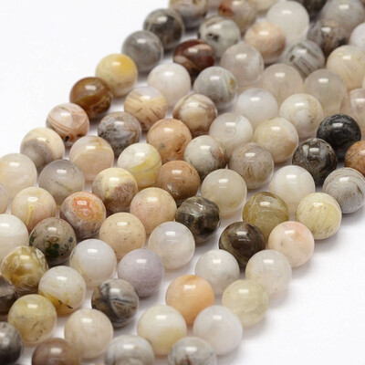 Natural Bamboo Leaf Agate Beads Strands Round 8mm Hole 1mm about 47pcsstrand 153"